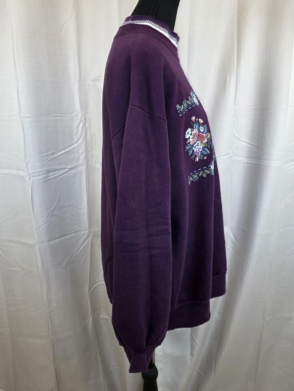 Vintage Morning Sun Floral Sweatshirt Purple Cottagecore Large